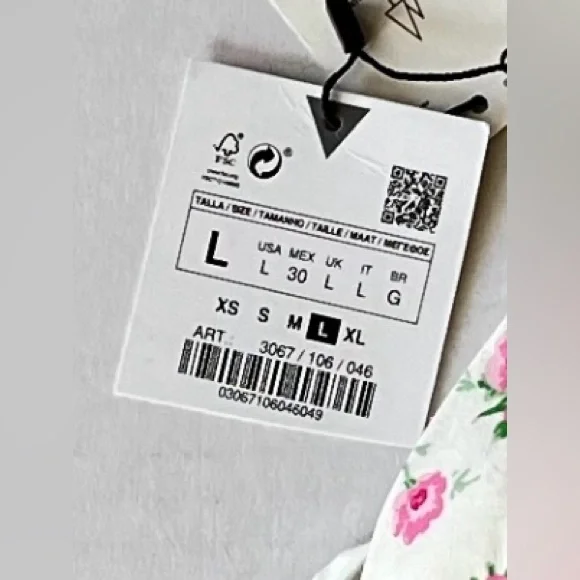 NWT Zara pink white floral crop top L - Picture 10 of 11